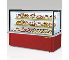 Tủ trưng bày bánh lạnh BERJAYA (MALAYSIA) kính vuông, mầu đỏ