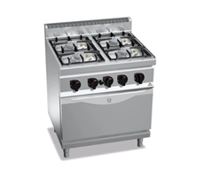 Bếp âu 4 họng, lò nướng GN 2/1 Bertos EP G7F4PW+FE