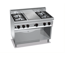 Bếp âu 4 họng, chiên phẳng, lò nướng Bertos G7T4P4F+FG1