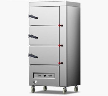 Tủ hấp công nghiệp 3 cửa dùng gas 10 khay CHINENG 
