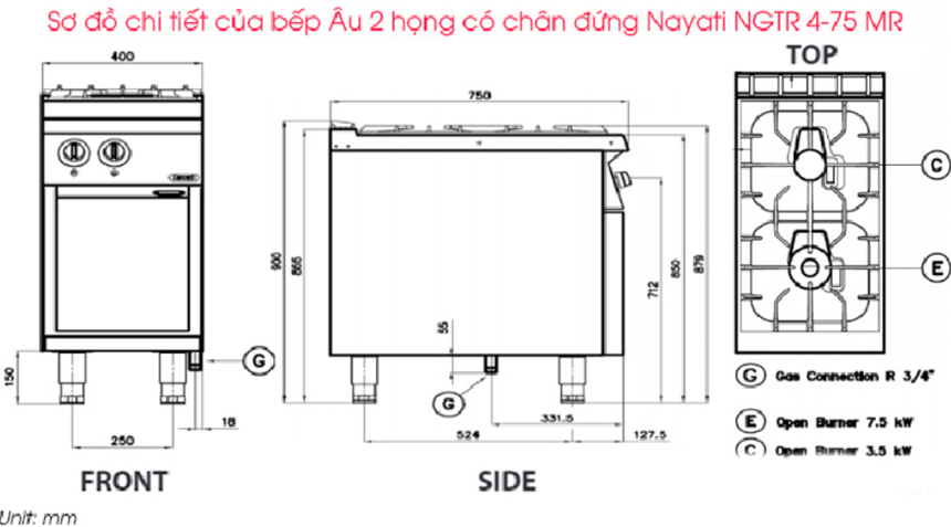 bếp âu 2 họng có chân đứng nayati ngtr 4-75 me hình 2 bep au 2 hong co chan dung nayati ngtr 4-75 me hinh 2