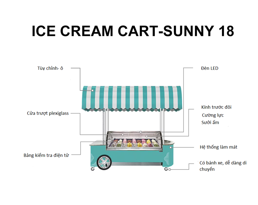 xe day ban kem ice cream cart sunny 18 hinh 1