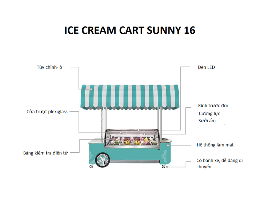 xe day ban kem ice cream cart sunny 16 hinh 1