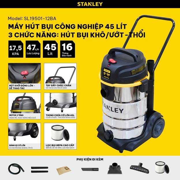 máy hút bụi công nghiệp 3 chức năng 45l stanley sl19501-12ba hình 1 may hut bui cong nghiep 3 chuc nang 45l stanley sl19501-12ba hinh 1