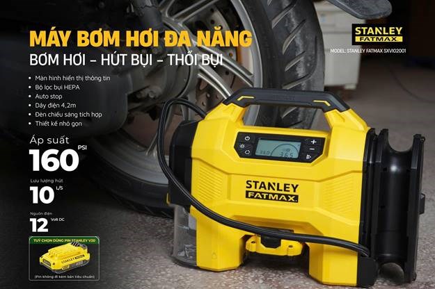 máy bơm hơi đa năng dùng pin kèm tính năng thổi và hút bụi hiệu stanley sxvi02001 hình 2 may bom hoi da nang dung pin kem tinh nang thoi va hut bui hieu stanley sxvi02001 hinh 2