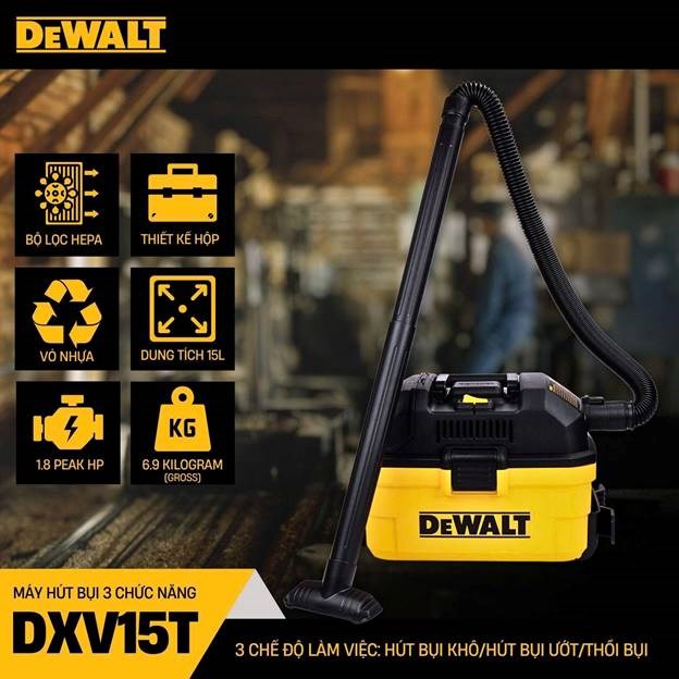 máy hút bụi 3 chức năng 15l dewalt dxv15t (1.8 peak hp) hình 0 may hut bui 3 chuc nang 15l dewalt dxv15t (1.8 peak hp) hinh 0