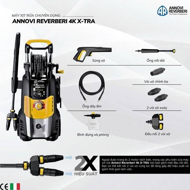 máy xịt rửa chuyên dụng annovi reverberi 4k twin flow – motor kép, áp lực cao 150bar, 2500w hình 1 may xit rua chuyen dung annovi reverberi 4k twin flow – motor kep, ap luc cao 150bar, 2500w hinh 1